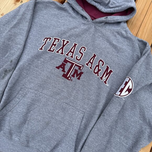 Vintage Texas A&M Hoodie NCAA Pullover Embroidered Grey XXL - Picture 3 of 8